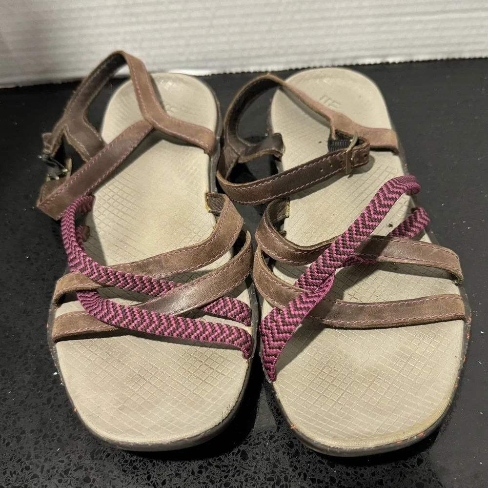 Columbia strappy leather woven sandals comfort cushion walking sports summer 10